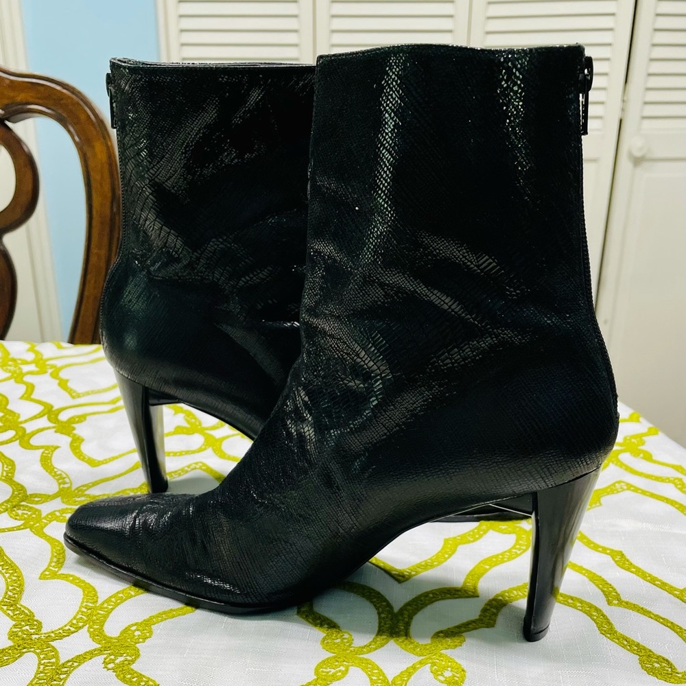 SALE! $75  Black Leather Snakeskin Embossed Boots